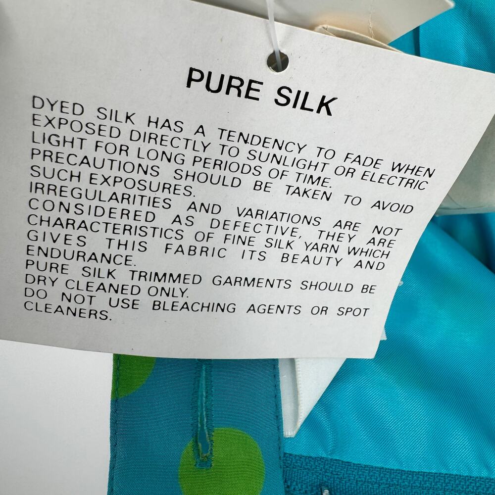 Doncaster skirt women's 8 100% silk pencil polka dot lined blue green career NEW - Picture 10 of 10